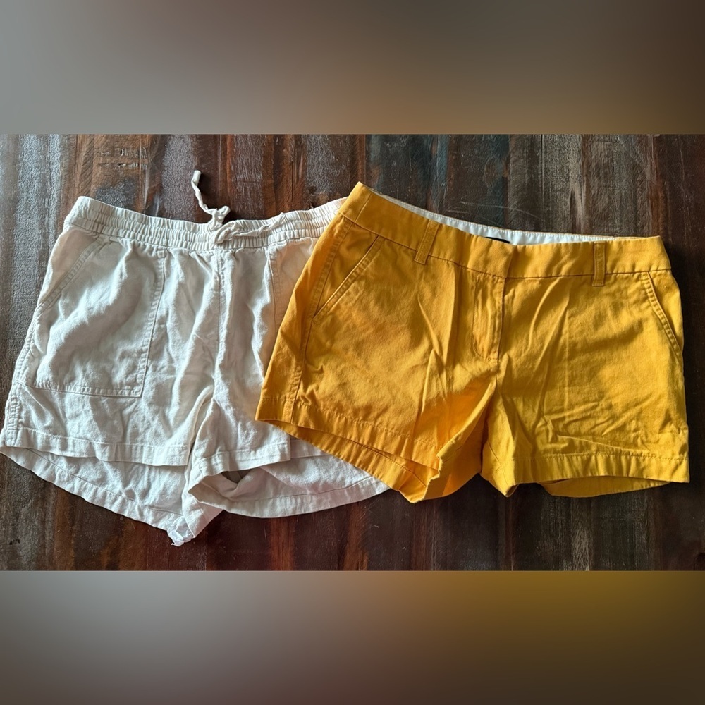 J.Crew Women’s Shorts Lot Size 8 Yellow and Size Medium White Casual Shorts EUC
